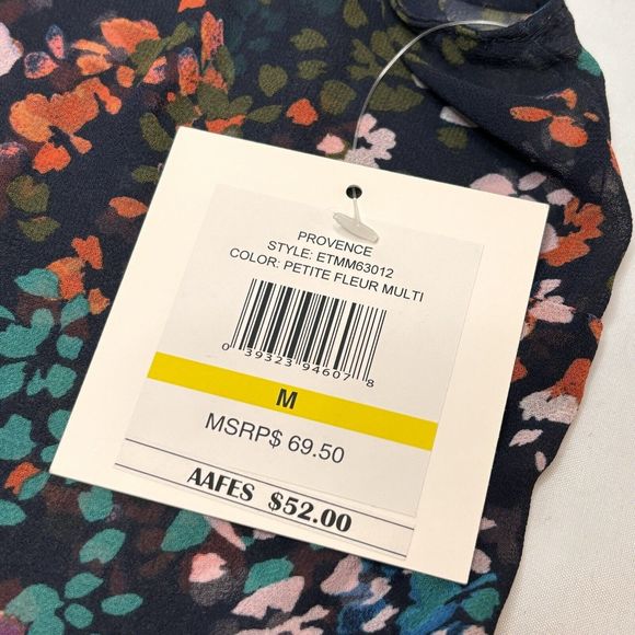 Ellen Tracy Sleeveless Blouse Medium Floral Sheer Pleated Ruffle NEW - Picture 10 of 10